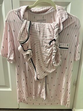 Victoria's Secret Pink and Black Striped Short-Sleeve Pajama Set